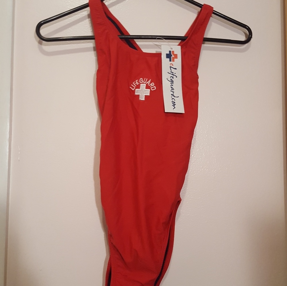NWT embroidered lifeguard 1 piece swimsuit size 30
